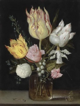 古典的な花 Painting - Bosschaert Ambrosius i チューリップ バラ ブルーベル 水仙 tortuosis forg